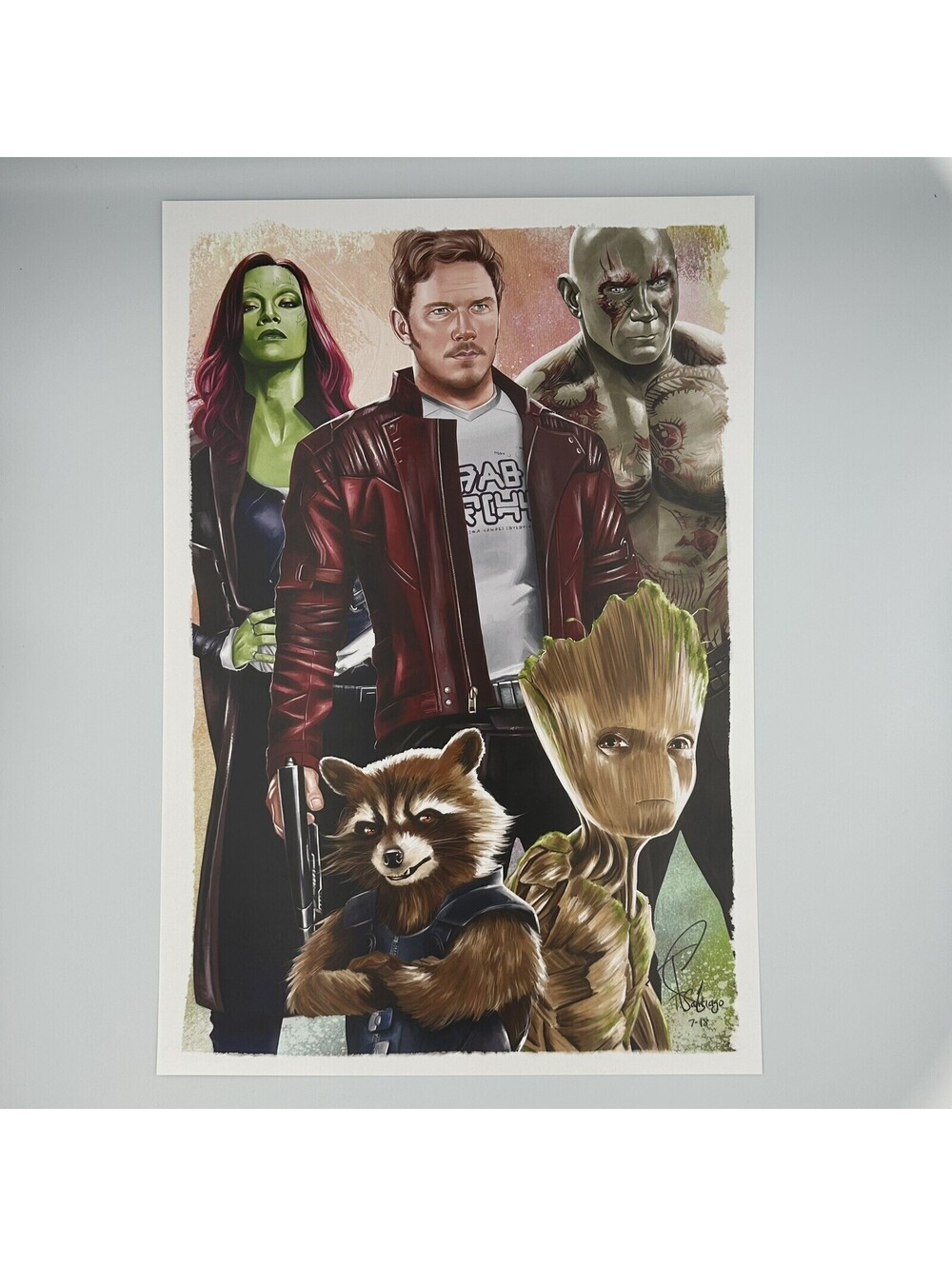 Guardians of the Galaxy 13x19 Lithograph Signed Tony Santiago COA Marvel Comics